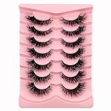 7 Paare 3D Falsche Wimpern Katzenauge, Flauschiges Volumen Curly Cat-Eye Künstliche Wimpern Natürlich Look, Wiederverwendbar Handgemacht Faux Mink Make-up-Wimpern(TM26)