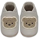 IceUnicorn Krabbelschuhe Baby Lauflernschuhe Jungen Weiche Leder Babyschuhe Kleinkind Lederschuhe mädchen Babyhausschuhe(G-Bär,6-12)
