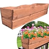 YOURSGARTEN® Blumenkasten aus Holz | Pflanzkasten | Balkonkasten | Pflanzkübel Balkon | Fertig Montiert | Farbe: Teak - Groß 64cm