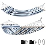 yourGEAR Kauai - XXL Hängematte 240x160 cm mit Kissen | Hohe Belastbarkeit 300 kg | Smaragd oder Aqua | Baumwolle | Stabhängematte ideal für 2 Personen |TÜV geprüft | inkl. Befestigungsset