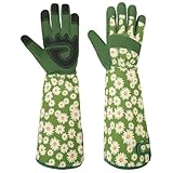 Ainiv Gartenhandschuhe Dornenfest Rosenhandschuhe, Gartenhandschuhe Damen/Herren Garten Geschenke - Dornenfeste Handschuhe mit Extra Langer Stulpe Und Verstärkten Handflächen Und Fingerspitzen(Grün-M)