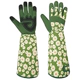 Ainiv Gartenhandschuhe Dornenfest Rosenhandschuhe, Gartenhandschuhe Damen/Herren Garten Geschenke - Dornenfeste Handschuhe mit Extra Langer Stulpe Und Verstärkten Handflächen Und Fingerspitzen(Grün-L)