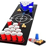 faburo Beer Pong Kit, Trinkspiele, Komplettpaket Beer Pong, Spielmatte, 22 Tassen, 6 Bälle, für Abendspiele, Grillspiele für Erwachsene