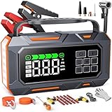 14-In-1 7000A Starthilfe Powerbank für Pkw mit Kompressor 160PSI, 26800mAh Auto Starthilfe mit Notfall Kit, Starter Powerbank für All Benzin/12L Diesel, 5 LED-Licht, Reifenreparaturset, Notfallhammer