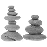 Holibanna 2pcs Japanische Steinfiguren Steinlaterne Mini Pagode Statue Asiatische Deko Steine Bonsai Pavillion Miniatur Dekoration Aquarium Ornamente Garten Skulptur Micro Landschaft Zubehör