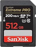 SanDisk Extreme PRO SDXC UHS-I Speicherkarte 512 GB (V30, Übertragungsgeschwindigkeit 200 MB/s, U3, 4K UHD Videos, SanDisk QuickFlow-Technologie, temperaturbeständig)
