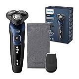 Philips Shaver Series 5000 Elektrischer Nass- & Trockenrasierer für Herren in Metallic-Blau mit Präzisionstrimmer & weicher Transporttasche (Modell S5465/18)