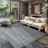 Carpettex Outdoor Teppich Wetterfest 240 x 340 cm Sisal Optik Grau - Ideal für Balkon, Garten, Terrasse und als Küchenteppich - Draußen Teppich Waschbar, Flachgewebe, Wasserfest, Pflegeleicht