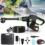 DeeprBlu Akku Hochdruckreiniger Auto, 50Bar Tragbarer Hochdruckreiniger Pistole mit 6-in-1 Verstellbarer Düse, Mobiler Hochdruckreinigers mit Akku 5.0Ah,Akku-Druckreinigerpistole für Auto &Bewässerung