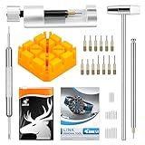 JOREST Uhrenarmband Werkzeug Set, Uhrenwerkzeug zum Einstellen und Ersetzen, Werkzeug mit Benutzerhandbuch, Stiftausdrücker, 20PCS Federstange, 13PCS Ersatznadel