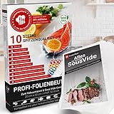 Heidenfeld 𝐏𝐫𝐨𝐟𝐢 Vakuumierbeutel - 50 Stück - 20x30cm - Vakuumbeutel für Lebensmittel - Folienbeutel - Folie BPA frei - Folienschweißgerät - Vakuumierer - Sous Vide (50x 20 x 30 cm)