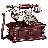 Vintage verdrahtetes Telefon, klassisches Retro-Festnetztelefon, altmodisches Telefon im antiken Stil für das Heimbüro (Brown,Single-Ringtone)