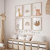 MeinBaby123® Poster | 6er Set DIN A4 | Wandbilder | Kinderzimmer Poster | Deko Bilder Kinderzimmer | Boho | Babyzimmer Deko | Wandposter Premium
