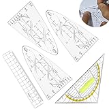 WUSANNA 3 Stück Parabelschablone,1 Dreieckslineal, 1 Normale Parabelschablone, Parabolisches Lineal, Normalparabel, Parabelschablone Mathel, Malen Für Studentische BüRodesigner