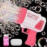 FORMIZON Seifenblasenpistole, 32 Löcher Automatische Gatling Blasenmaschine, Gatling Bubble Machine, Seifenblasenmaschine Set, Seifenblasen Pistole mit LED Licht für Kinder Outdoor Party Hochzeit