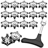 Bootoow Golf Schuh Spikes 16 Golf Spikes Stollen mit 1 Handheld Golfschuh Spike-Schlüssel Ersatz für Golfschuhspikes (schwarz)