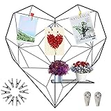 Wandgitter Herz Wandgitter Fotowand Memoboard - Schwarz 50X50cm, Aktualisierte Version, Mit Faltbarer Plattform, Aesthetic Room Decor, Kann Auch als Verwendet Werden Memoboard