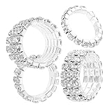 SEWOART 4 Teiliges Set Elastische Ringe Mit Strasssteinen Bulk Ringe Bandringe Für Damen Modische Ringe Jubiläumsbänder Für Damen Eheringe Für Damen Ringe Für Die Sammlung