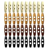 40 Stück Hornknöpfe, Wollmantelknöpfe, Doppelloch-Hornknöpfe, Olivenförmige Holzknöpfe, Jackenersatzknöpfe, Nähen von Holzknöpfen (4 Farben)