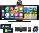 Carpuride 4K W903 Kabellos Carplay & Android Auto-Autoradio mit 4K-Dashcam, Rückfahrkamera, Tragbarem 9,3-Zoll-IPS-Touchscreen, Autoradioempfänger mit Spiegel, Bluetooth, Fahrnavigation