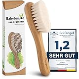 lampox Babyhaarbürste extra weich, Baby Erstausstattung Neugeborene mit weichen Ziegenhaaren, Milchschorf, Baby Haarbürste, Baby Pflegeset, Baby Geschenk, Kopfhautpflege, Kleinkinder, Babyzubehör