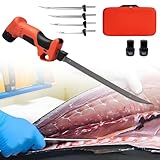 Kabelloses elektrisches Filetiermesser mit 4 beschichteten Antihaftklingen und 2 Li-Ionen-Akkus/Sicherheitsverriegelung, wiederaufladbares elektrisches Angelmesser, Outdoor-Messer for Angeln