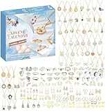 Schmuck-Adventskalender für Frauen 2025, 24 Tage, Ring-Halskette, Ohrringe, Weihnachts-Countdown-Kalender, 24-teiliges Schmuck-Set, Weihnachts-Adventskalender, Urlaubsdekoration für Frauen und Mädchen
