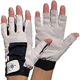 1 Paar BluePort Unisex Segelhandschuhe Gr. S / 7 aus Leder - 5 Finger frei / fingerlos - Montagehandschuhe Fahrradhandschuhe