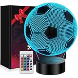 Polemera Fussball Geschenke Jungen Mädchen, Fußball Lampe für Kinder Jungs, 3D Nachtlicht mit 16 Farben ändern durch Fernbedienung, Geburtstagsgeschenk junge 6 7 8 9 10 jahre