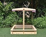 Mucola Sandkasten 120x120 cm Sandbox mit höhenverstellbarem & drehbarem Sonnenschutzdach Sandkiste Kinderspielplatz für Garten
