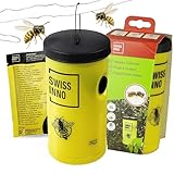SWISSINNO Wespenfalle mit Lockstoff – Wiederverwendbare Falle inkl. Köderportion, frei von klassifizierten Chemikalien, für Garten Terrasse Balkon Spielplatz Müllplatz – zum Aufhängen oder Stellen