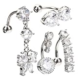 NIYANGLE 4Stücke Teiliges Bauchnabelpiercing mit Funkelnden Elegantes Design Rostbeständig Komfortable für Stilvolle Outfits