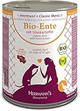 Herrmanns Bio Hundefutter Ente Menu 1 mit Süßkartoffel, Kürbis, Nachtkerzenoel 800 g, 6er Pack (6 x 800 g)