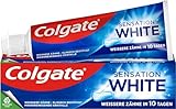 Colgate Zahnpasta Sensation White 12x75 ml – zahnschmelzschonende Entfernung von Oberflächenverfärbungen –Zahnaufhellung für anhaltend weiße Zähne