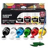 WEILAOK Glasfarbe auf Wasserbasis, Glass Paint Keramikfarbe Porcelain & Glass Starter Set, Acrylfarbe zum Bemalen von Tassen, Tellern, Weingläsern 6 x 25 ml Farbe und Pinsel