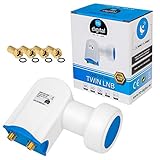 HB-DIGITAL LNB LNC Full HD TV 3D 4K + Kontakte vergoldet + Wetterschutz (ausziehbar) im Set mit F-Stecker vergoldet GRATIS dazu (Twin Ultra, Weiß)