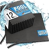 bonsport Pool Unterlegmatte Poolmatte 12 Stück - Bodenschutz Matte für den Pool/Planschbecken - Bodenfolie Bodenmatte Poolunterlage Bodenschutz schwarz