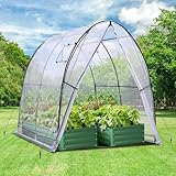 Ohuhu Gewächshaus Foliengewächshaus Tragbar Tomatenhaus Folientunnel, Robustes begehbares Gewächshaus mit Netzfenstern, langlebige Kunststoff-PE-Abdeckung für den Außenbereich 1,8x1,8x2 m Weiß