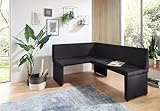 Generisch Eckbank Taina Esszimmerbank Sitzbank Küchen-Bank Samt-Optik (128x168 Trinity 16 Black)