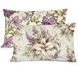 Lila Kissenbezug 30 x 50 Beige Kissen 30x50 Super Weich Kopfkissenbezug 2er Set Kissenbezüge mit Reißverschluss, Zierkissenbezüge Seitenschläferkissen Bezug, für Herbstdeko Weihnachtsdeko G - 633