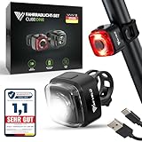 MIVELO Cube ONE Fahrradlicht Set StVZO zugelassen Fahrradbeleuchtung USB-aufladbar & 100% wasserdicht LED Fahrrad Licht vorne & hinten Rücklicht, Fahrradlampe