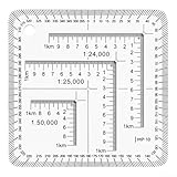 Flexibler Kartenmaßstab und Winkelmesser für Bauingenieurvermessung - 1:25000 bis 1:250000 Koordinatenlineal Transparent Pp Geografische Messung