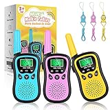 AILUKI 3 Stück Walkie Talkie Kinder Spielzeug 4KM Reichweite Funkgerät 8 Kanäle 10 Klingeltöne mit Taschenlampe LCD Display Schlüsselbänder Ideal für Camping,Einkaufen,Freizeitpark,Zelten,Indoor