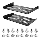 MT-VIKI 1HE 19 Zoll Fachboden für Netzwerk Schrank 1U perforiertes Rackmontage Server für 19 Zoll Netzwerkschränke 22kg 250mm Tiefe Ablage 2 Stücke