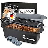 LIEBTHAL Brotbackform mit Deckel -passgenauer Antihaft-Silikoneinlage - Bereits eingebrannter Gusseisen Topf 3.5 L - Kastenform Brotbackform zum Braten, Backen&Schmoren