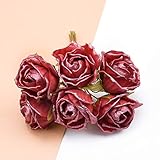 UYSELA Dekorative künstliche Blumen, 6 Stück, Seidenrosen, Blumenstrauß, DIY-Geschenkbox, Weihnachtsdekoration für Zuhause, Hochzeit, Braut, Ausverkauf, Sammelalbum, künstliche Blumen, schöne