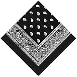 sularpek Bandana, Bandana Damen und Herren, Paisley Halstuch, Schwarz Kopftücher, Bandanas mit Original Paisley Muster, Headwear Haar Schal Ansatz Handgelenk Kopf Biker(55 x 55 cm)