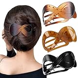 3 Pcs Haarspangen, Damen Schildpatt Rutschfest Haarklammern, Dünnes Elegant Haar-Accessoire Haar Accessoire Frauen Mädchen Big Hair Clip (Schwarz/braun/kaffee farbe)