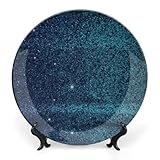 Handgefertigter Teller aus Knochenporzellan mit Ständer, Keramik-Wandkunst, Dekoration für Zuhause, Küche, Schlafzimmer, 15,2 cm, Türkis, einzigartiges Ornament-Display