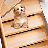 Spurtar Treppenstufen Matten Antirutschmatte, Transparent Stufenmatten Innen 15 Stück 15 x 81cm rutschfeste Klebeband für Holzstufen Set für Boden Rutschschutz selbstklebend Antirutsch Streifen